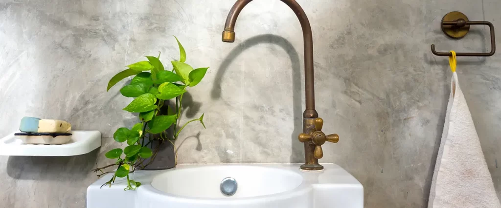 sink-with-brass-faucet