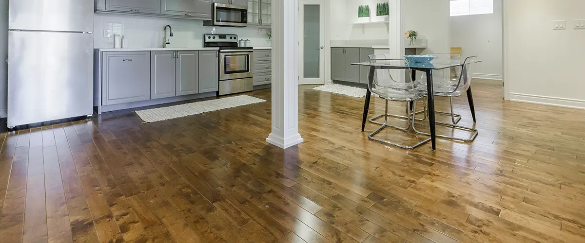 A luxury vinyl plank flooring