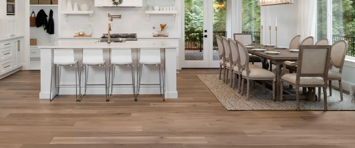 A luxury vinyl plank kitchen floor