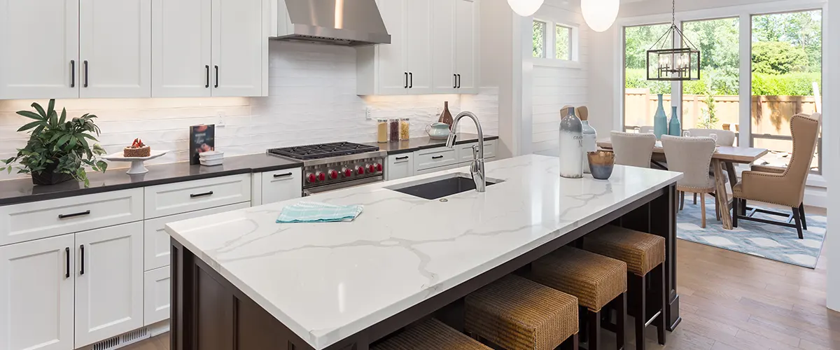 A marble kitchen countertop