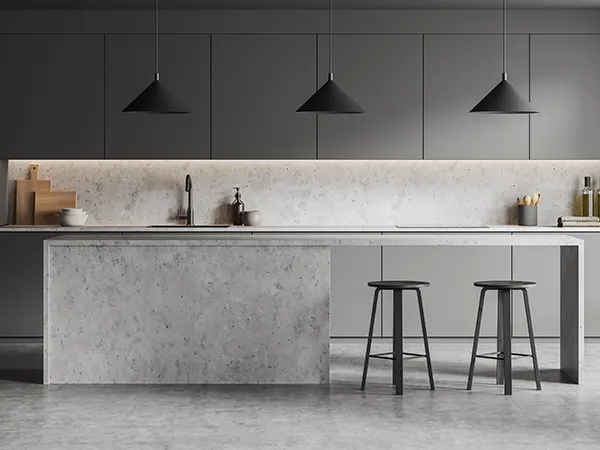 Contemporary kitchen with concrete features