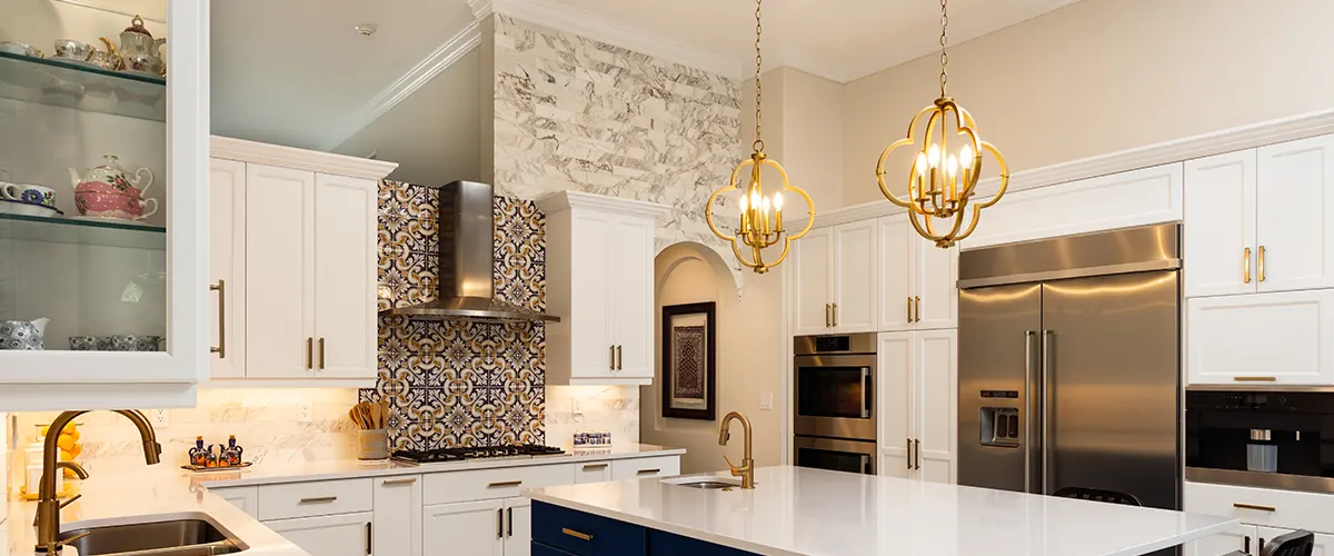 Pendant lights in a kitchen renovation